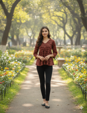 Printed Cotton Flared Top